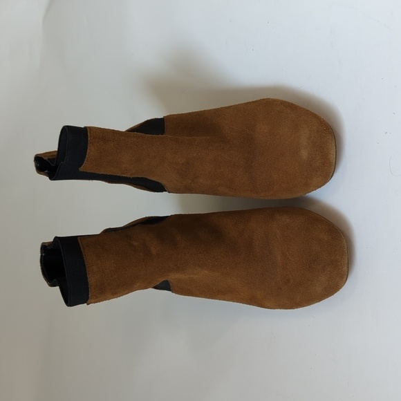 Zara Suede Chelsea Block Heel Bootie Brown Black 39/8 fall streetwear bohemian - Picture 2 of 9